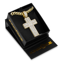 Load image into Gallery viewer, Baguette Cut Cross Necklace
